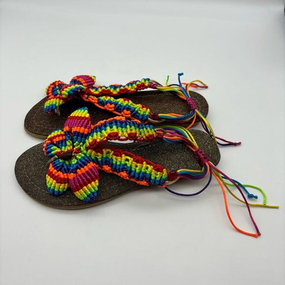 Macrame Girls Youth Huarache Multi-colorful Knit Butterfly Sandals Size 5 - Picture 2 of 5